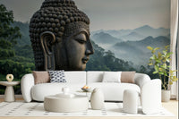 Zenith Buddha Vista Wall Mural with neutral decor accents wallpaper mural