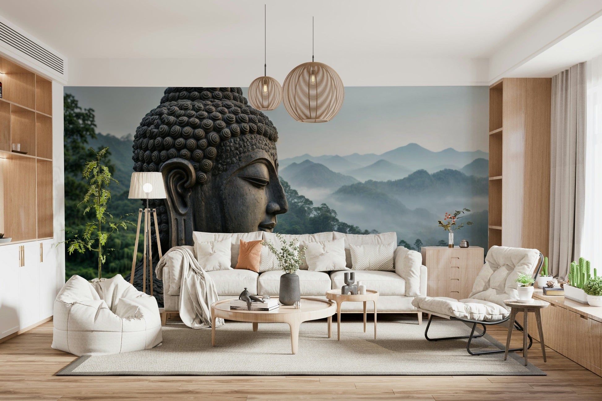 Zenith Buddha Vista Wall Mural in a quiet meditation room wallpaper mural
