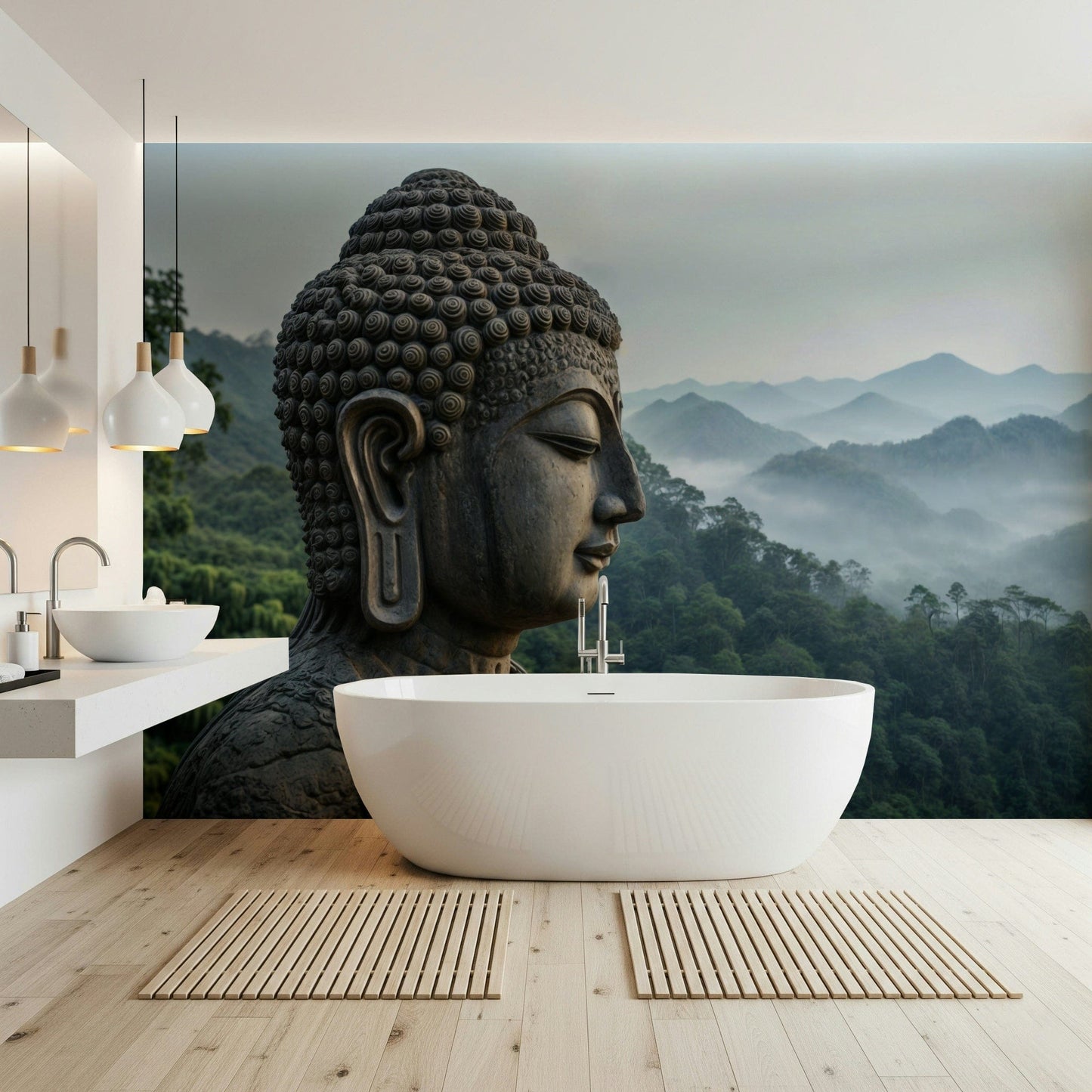 Zen inspired landscape for a modern living area wallpaper mural