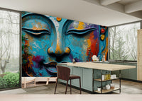 Cozy apartment nook with peaceful wallpaper mural Zenith Buddha Wall Mural
