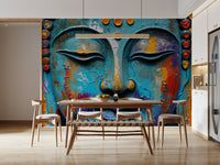 Boutique hotel lobby with sophisticated wallpaper mural Zenith Buddha Wall Mural