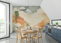 Soft cloud mural for a Zen-inspired home ambiance

