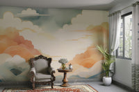 Peaceful Zen cloud mural enhancing modern spaces

