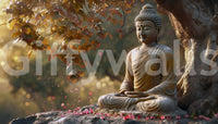 Boutique hotel lobby with Zen Garden Buddha Wall Mural botanical design., GD8003