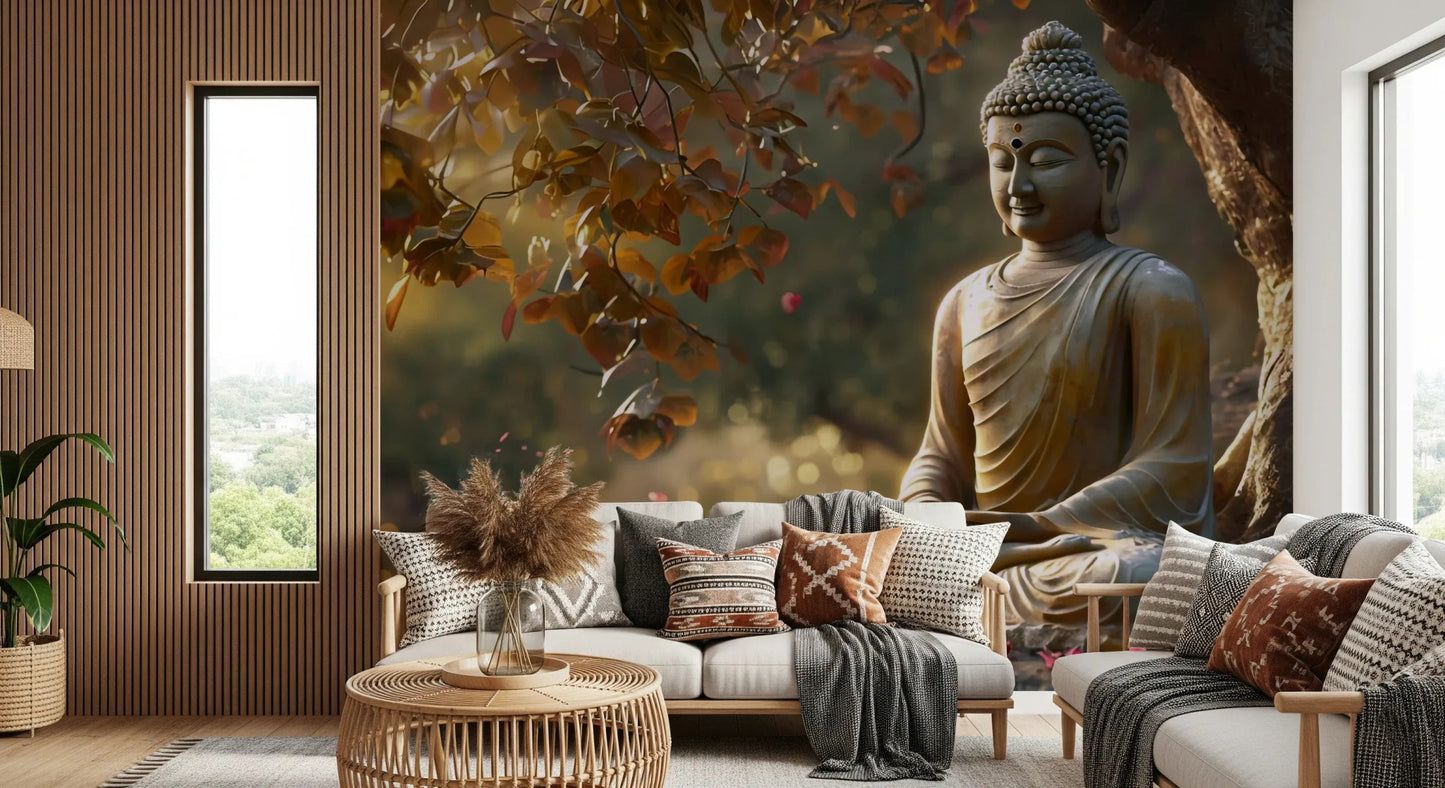 Zen Garden Buddha Wall Mural in a yoga studio for a balanced feel., GD8003