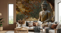 Zen Garden Buddha Wall Mural in a yoga studio for a balanced feel., GD8003