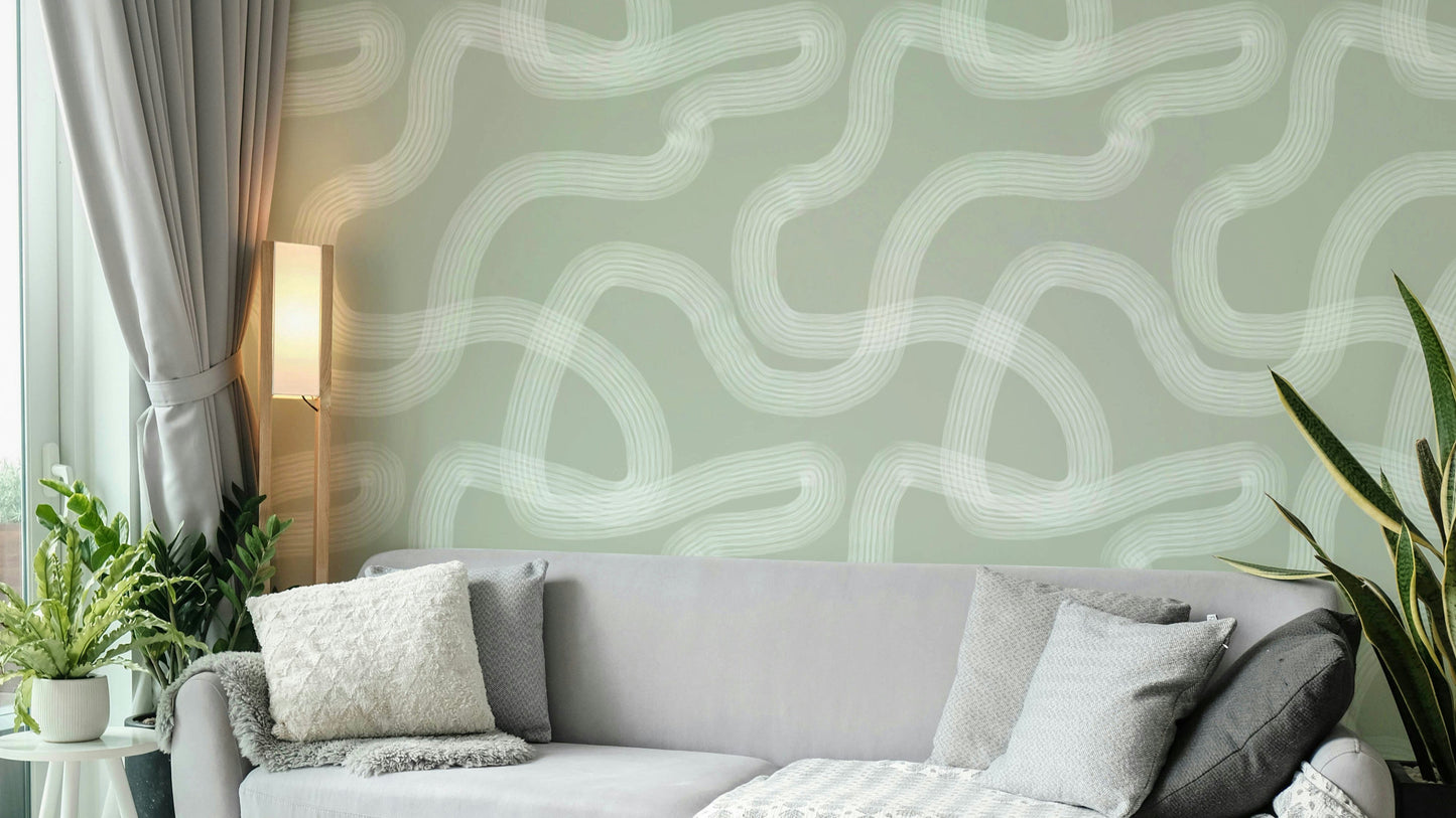 Minimalist wallpaper capturing Zen garden tranquility in greige.

