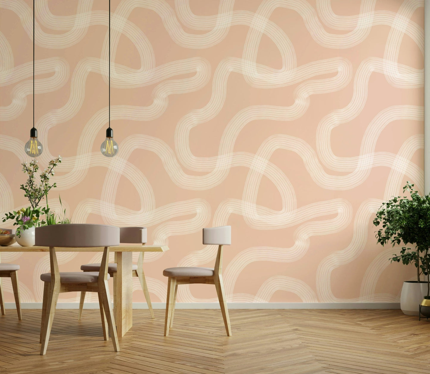 Tranquil wallpaper with meditative sand ripple design.


