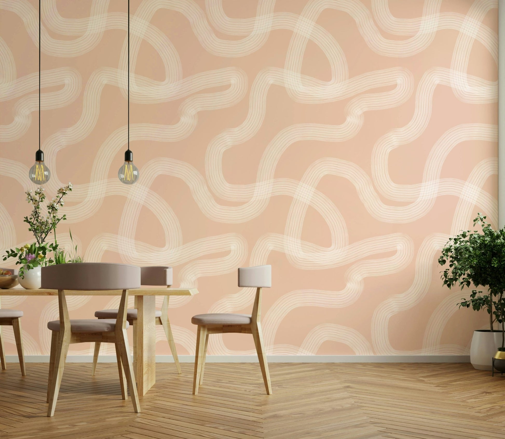 Tranquil wallpaper with meditative sand ripple design.

