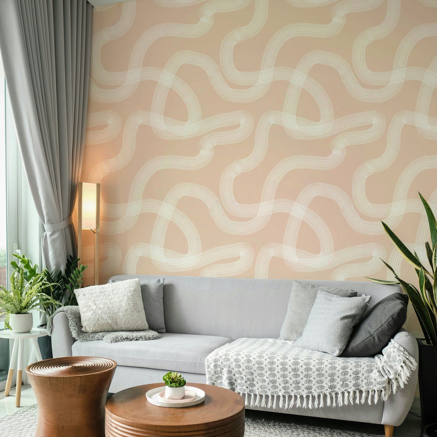Wallpaper with pale, flowing patterns for a relaxed ambiance.

