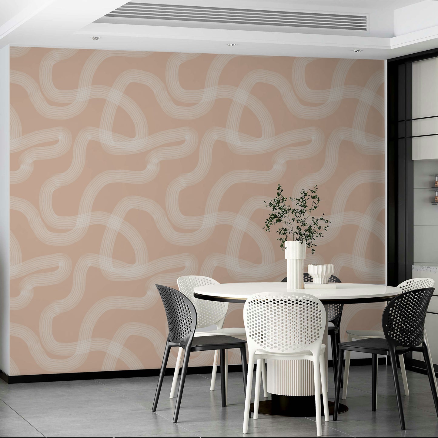 Japanese garden wallpaper in soft, textured minimalism.

