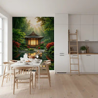 Zen Garden Retreat Wall Mural bringing calm detail into a fresh kitchen layout, GD8930