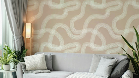 Beige wallpaper with natural flow and meditative pattern., GD1507