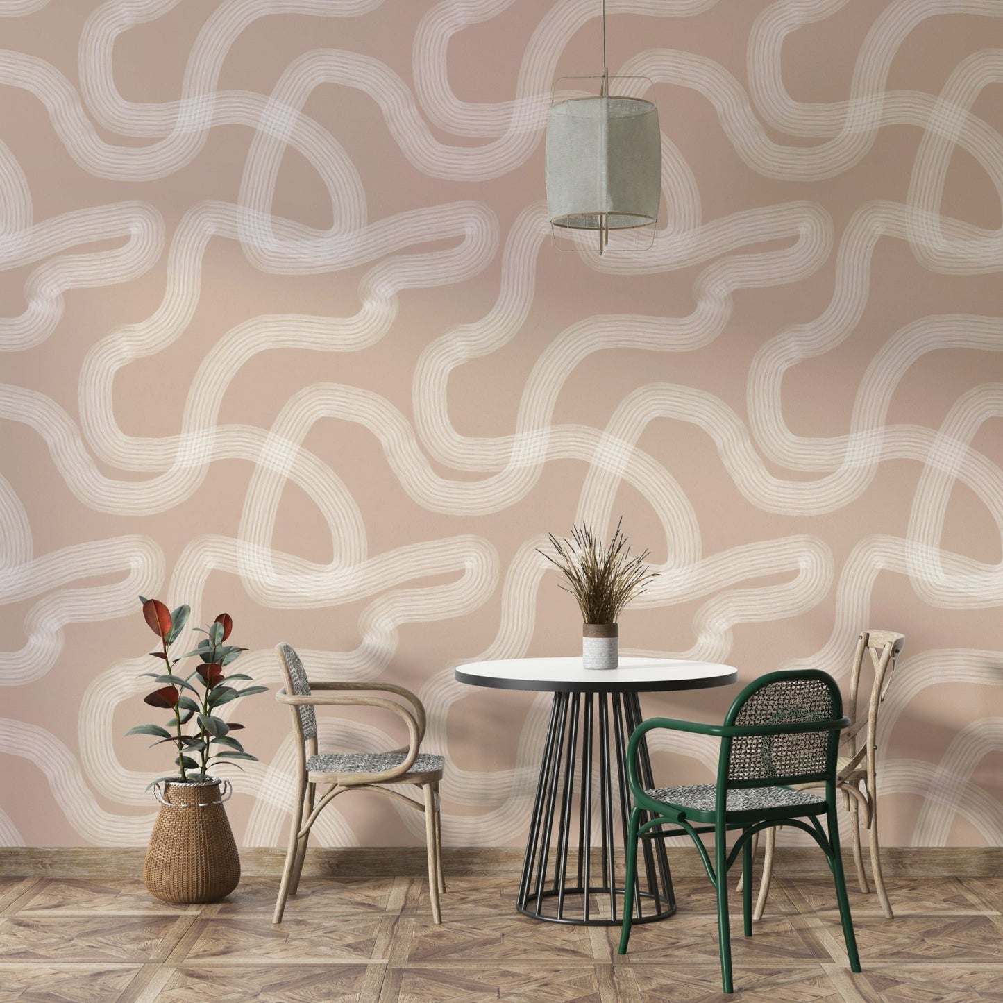 Serene wallpaper featuring sand waves in neutral tones.

