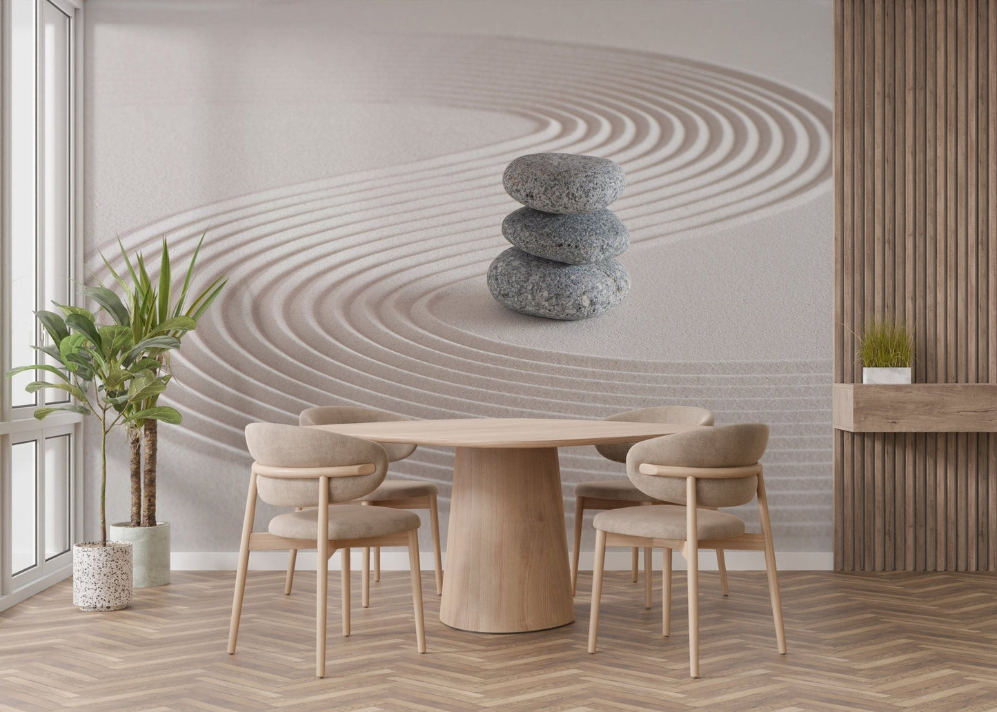 Zen garden mural with meditative vibes, B369