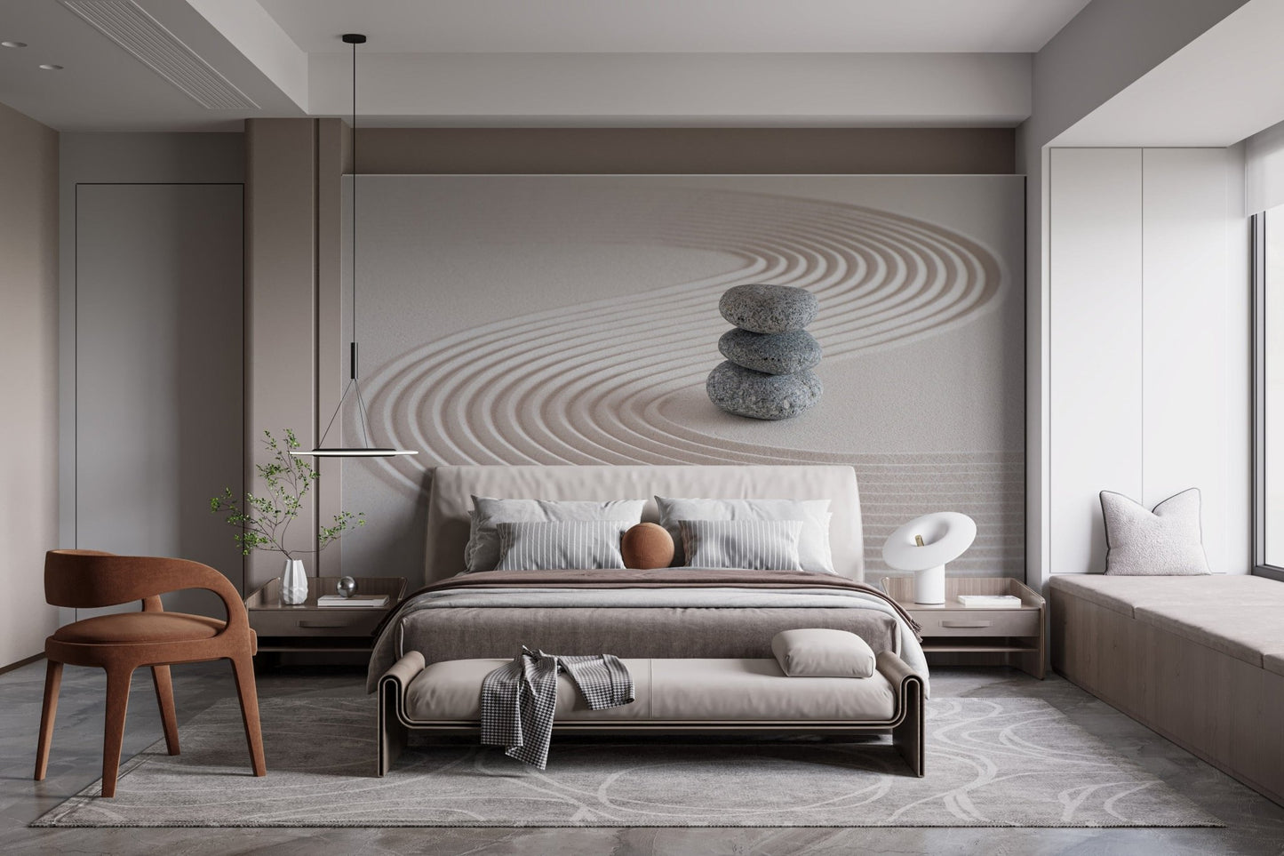 Stone balance mural for peaceful decor, B369