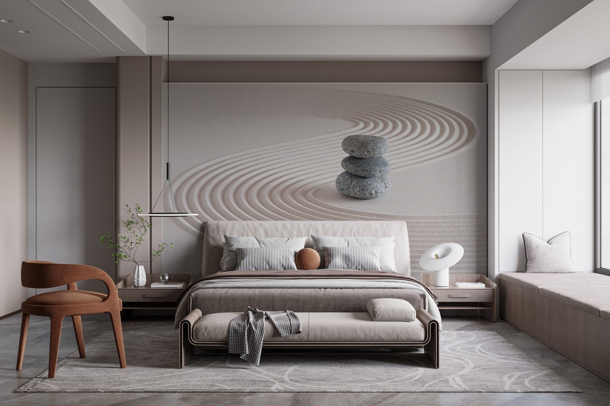 Stone balance mural for peaceful decor, B369
