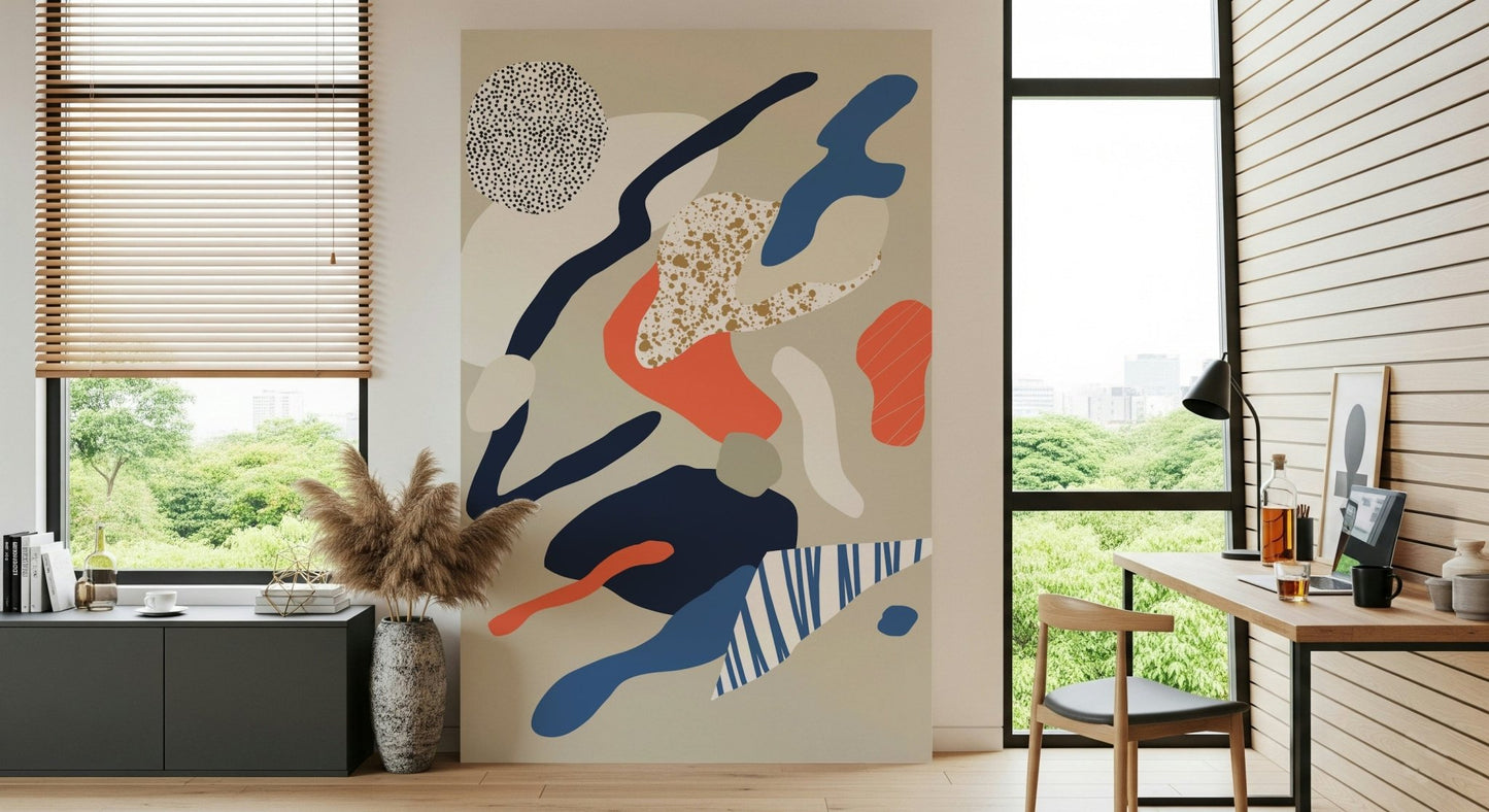 A calming abstract design wallpaper mural that defines a space., GD5358