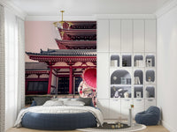Zen Temple View Japanese pagoda wallpaper for walls.