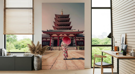 Zen Temple View Wall Mural with traditional Japanese pagoda GD7338
