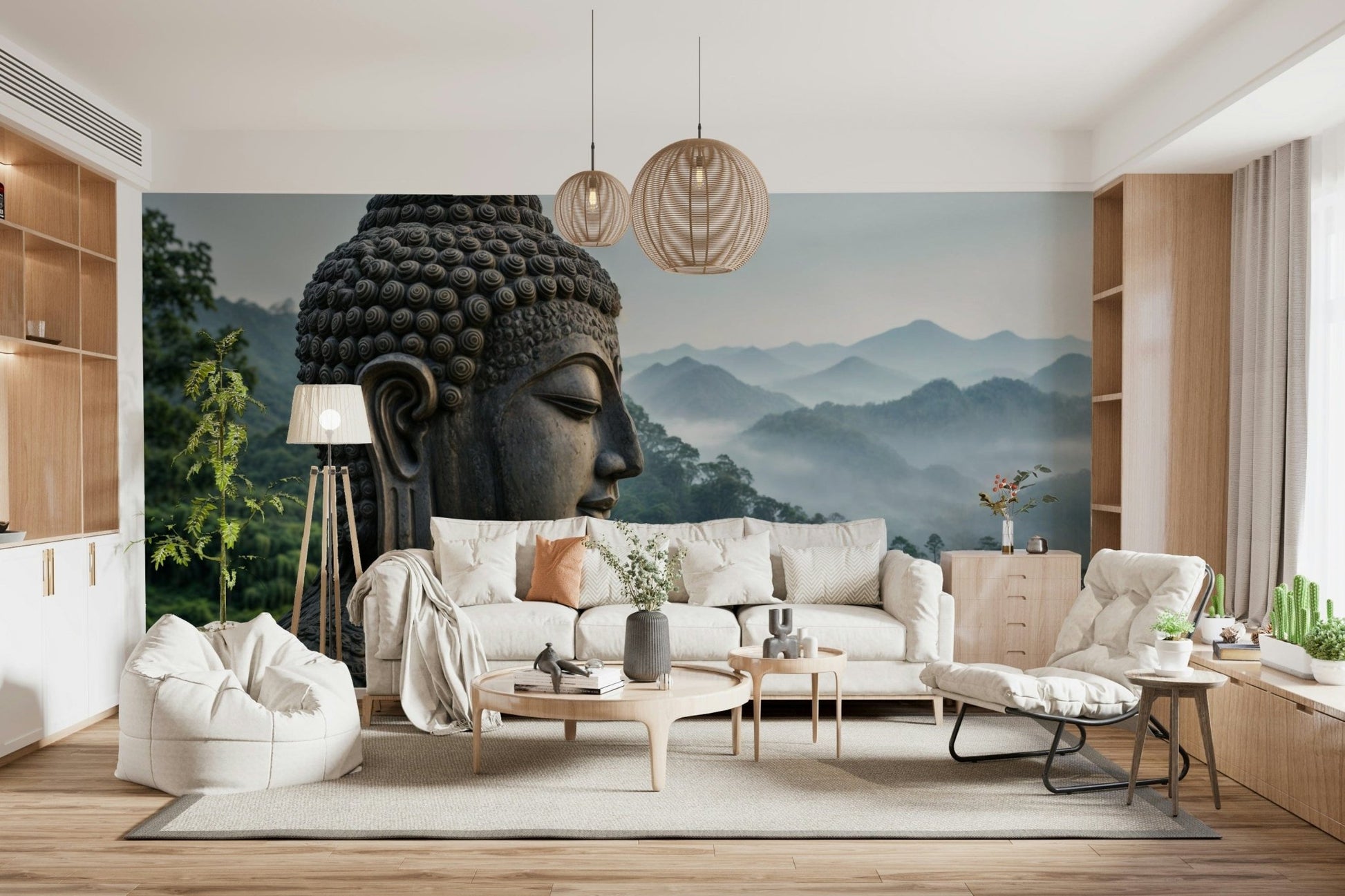 Zenith Buddha Vista Wall Mural in a quiet meditation room wallpaper mural