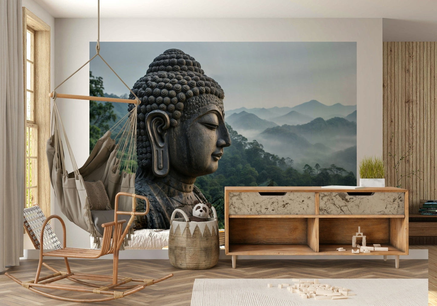 Zenith Buddha Vista Wall Mural for a serene bedroom feature wall wallpaper mural