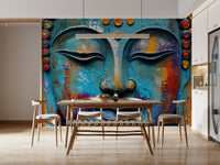 Boutique hotel lobby with sophisticated wallpaper mural Zenith Buddha Wall Mural
