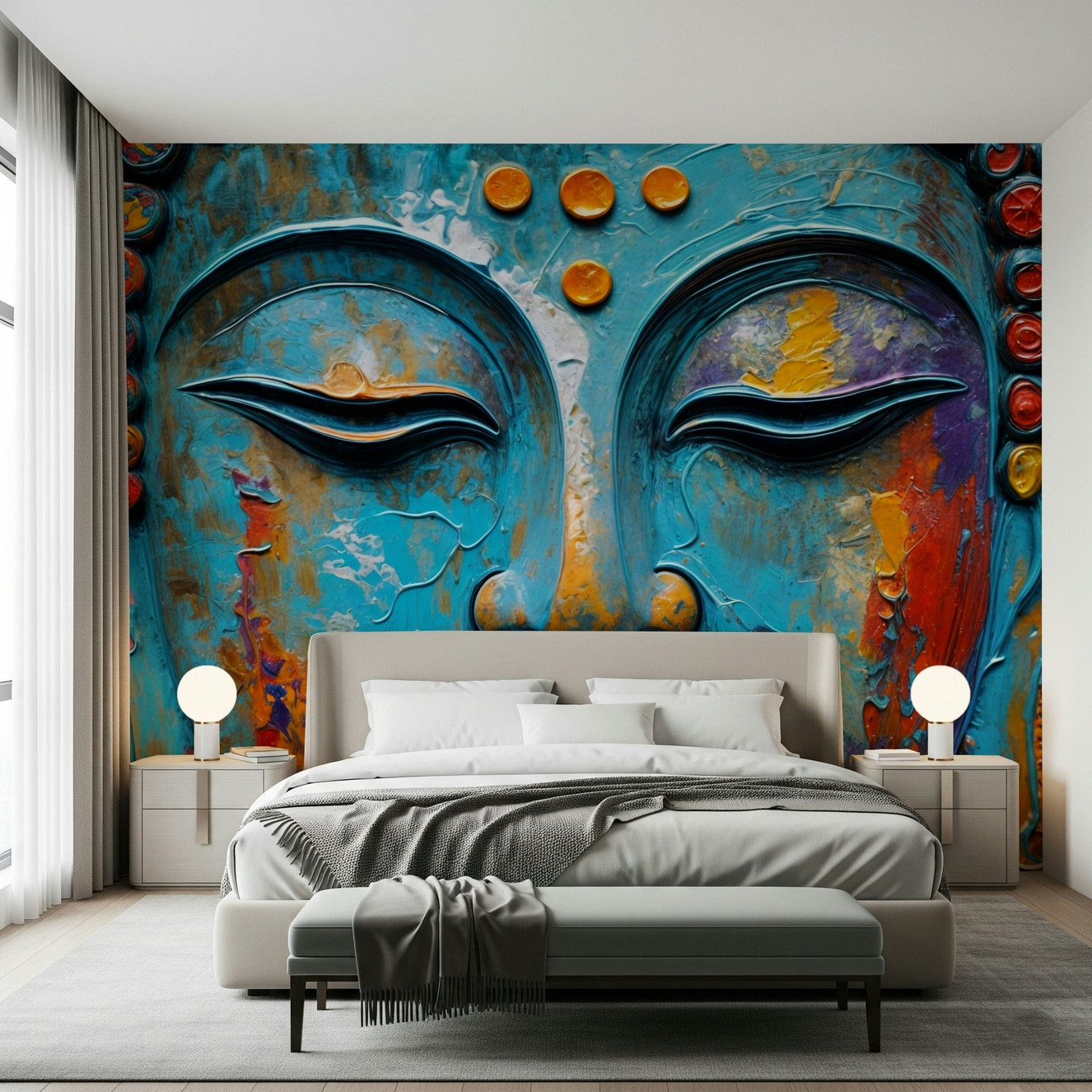 Zenith Buddha Wall Mural soft lighting effect for a master suite wallpaper mural