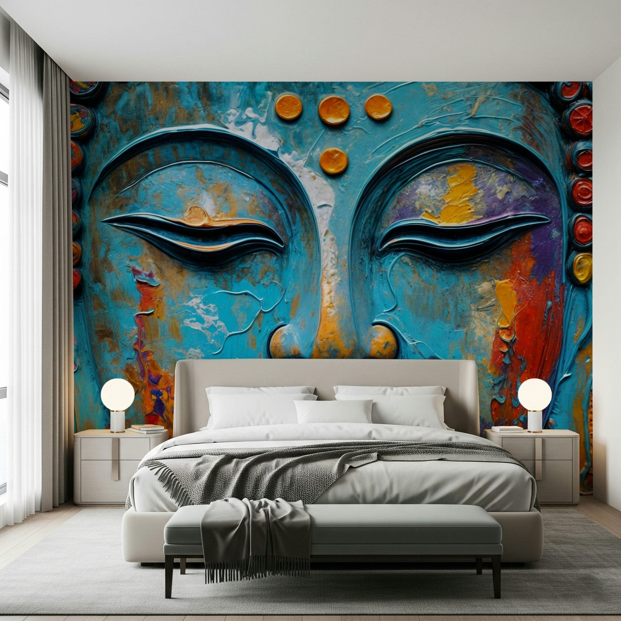 Zenith Buddha Wall Mural soft lighting effect for a master suite wallpaper mural, GD7654