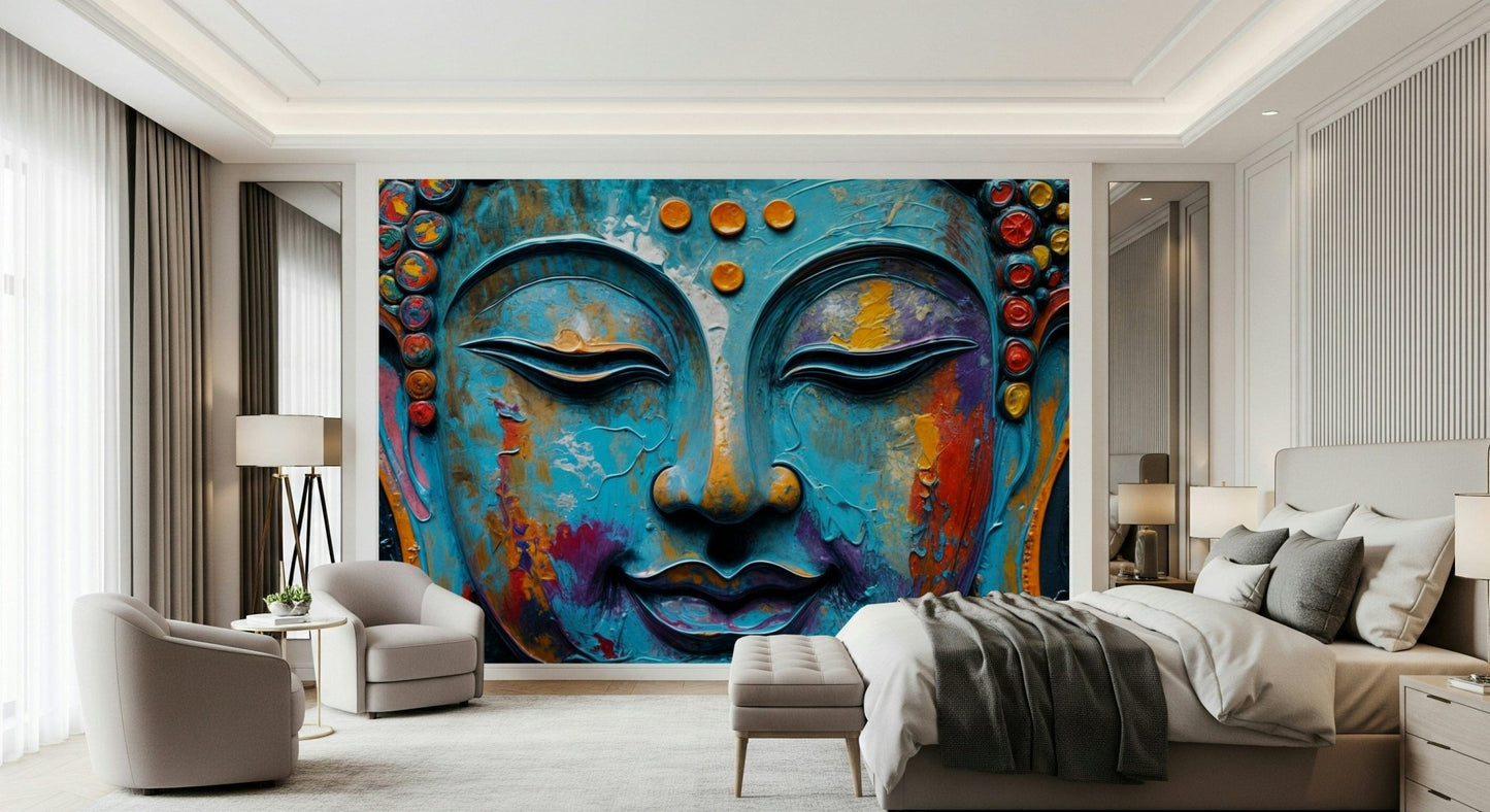 Large format wallpaper mural for a basement gym Zenith Buddha Wall Mural