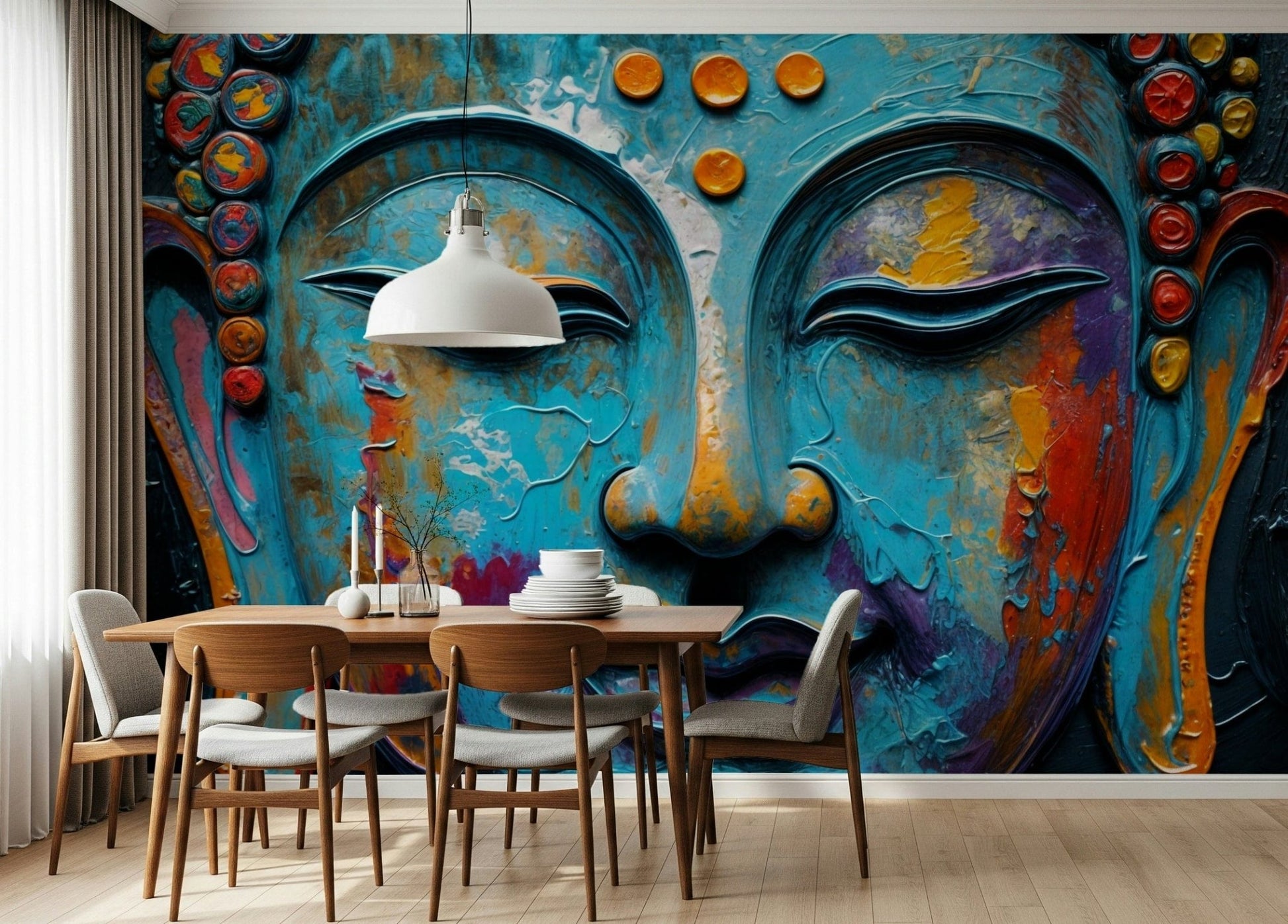 Entryway wall showcasing tranquil icon wallpaper mural Zenith Buddha Wall Mural