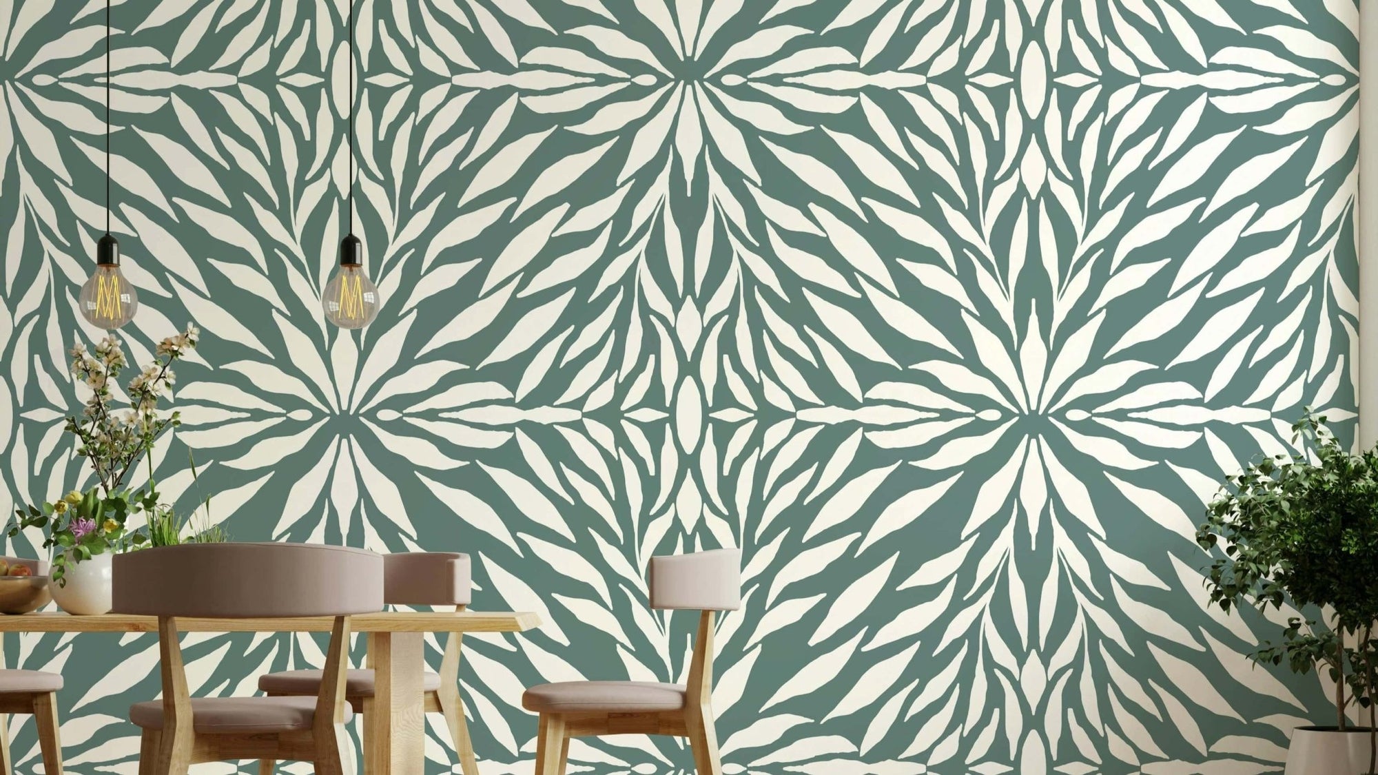 Minimalist Zenith Leaves wall mural GD119


