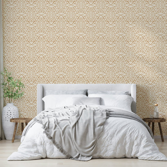 Elegant clay-colored leaf wallpaper pattern


