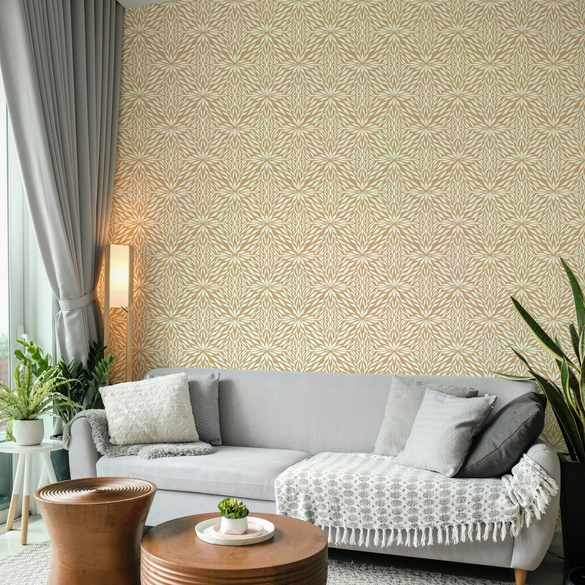 Soft clay color Zenith Leaves wall mural

