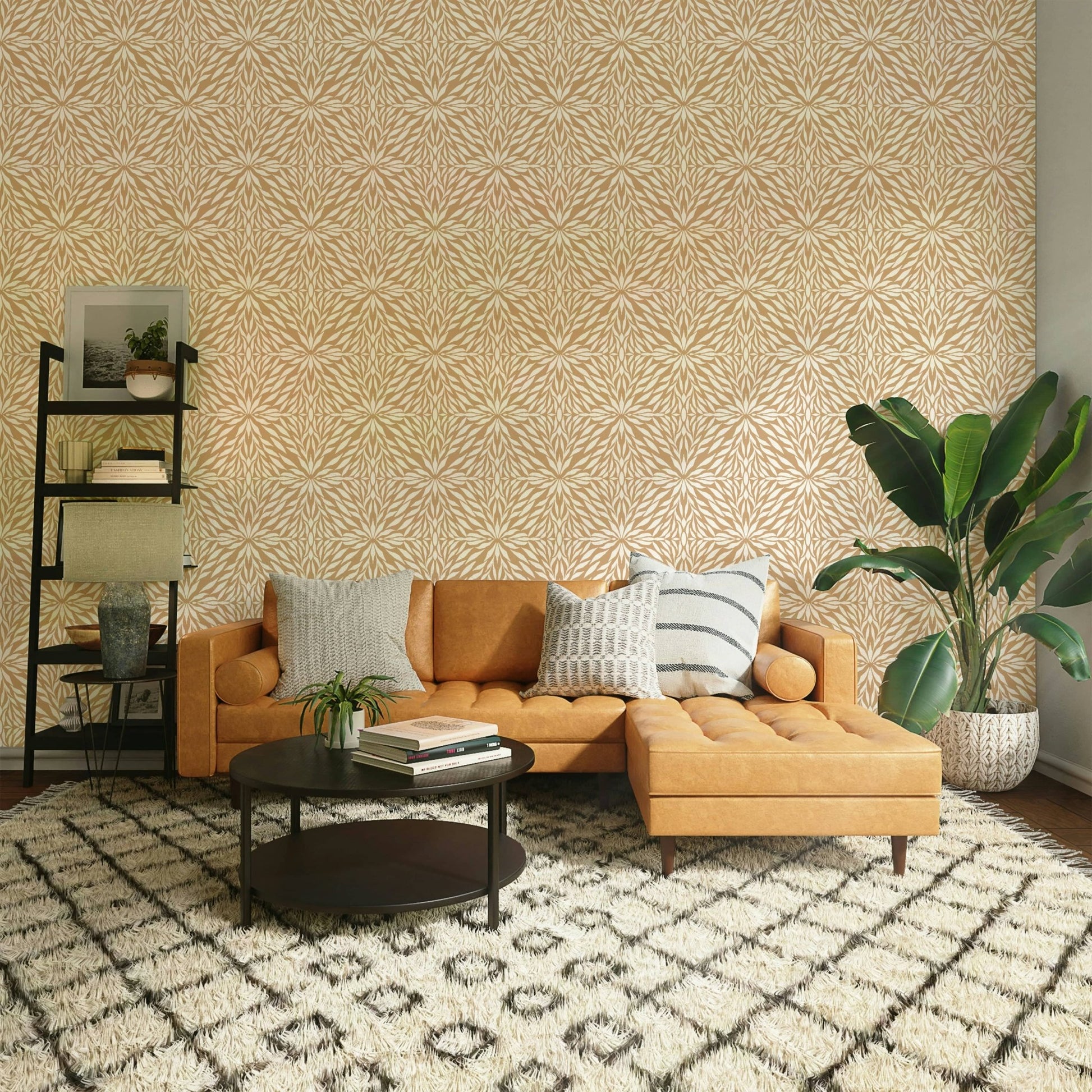 Botanical Zenith Leaves clay wallpaper

