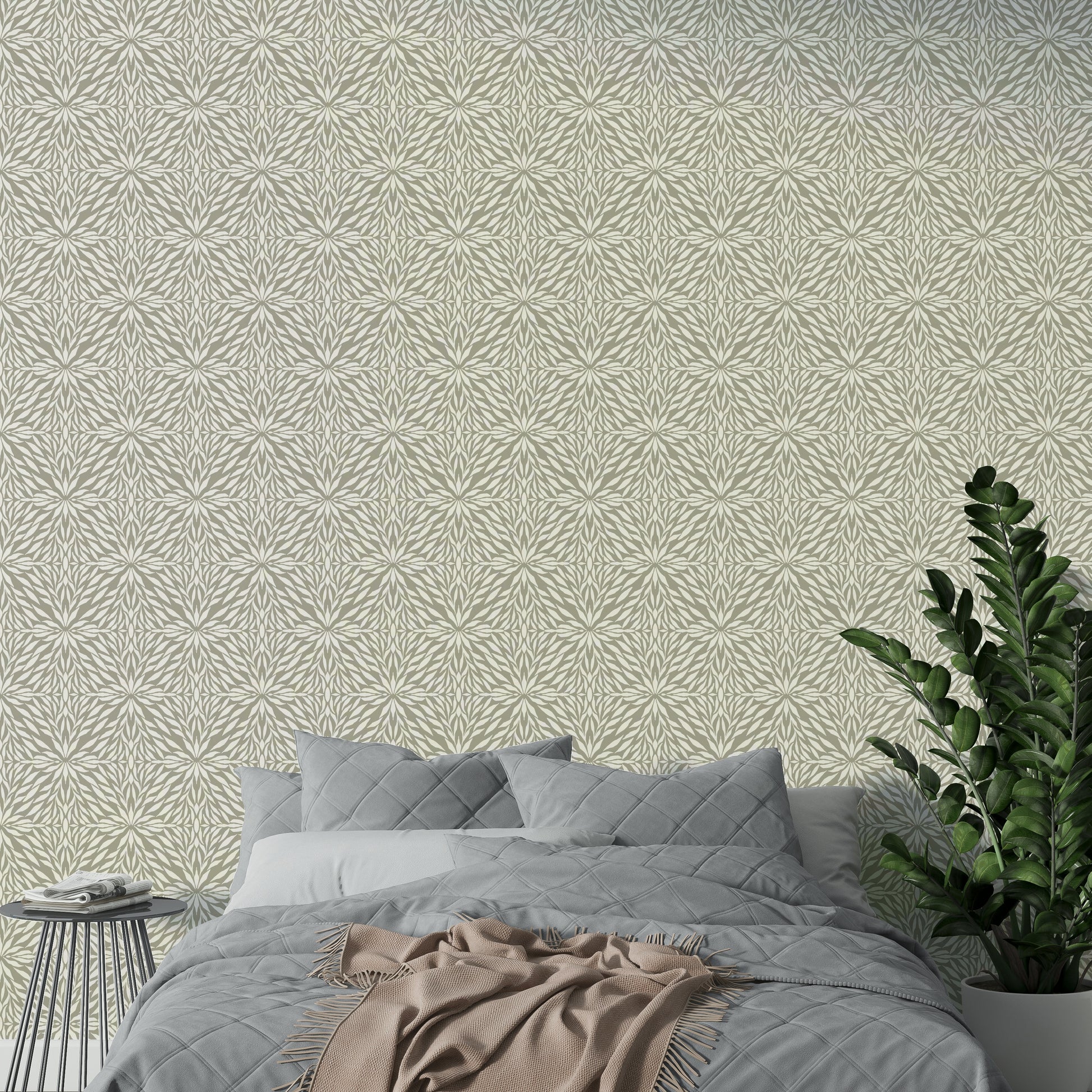 Driftwood colored leafy wallpaper pattern

