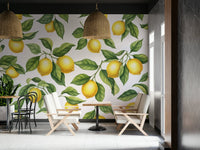 This wallpaper is suitable for a kitchen, dining room, or a sunroom.
