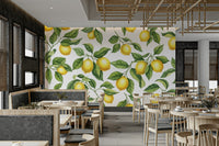 The mural is created for an entire wall, providing a lively backdrop.
