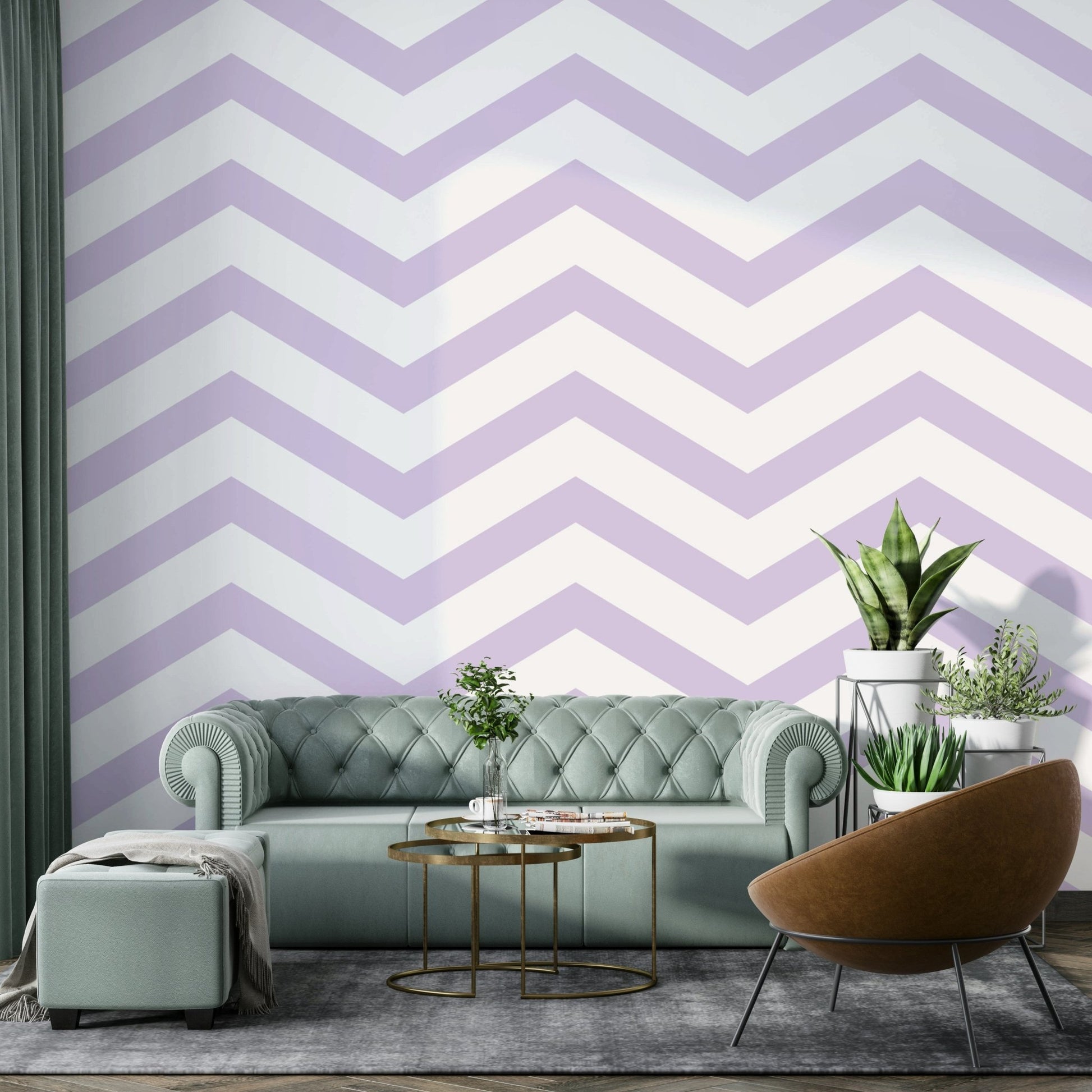 Geometric lilac wallpaper with zigzag effect

