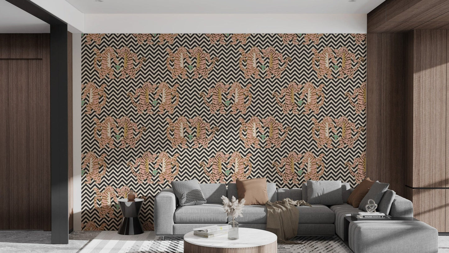 Zigzag Tiger Stripe Wallpaper Mural
