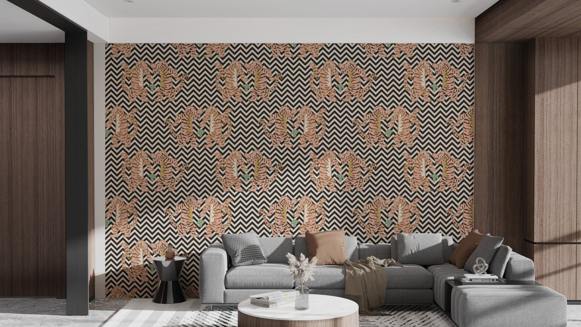 Zigzag Tiger Stripe Wallpaper Mural, AN41