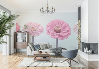 Soft pastel flower wallpaper for a nursery wall mural.