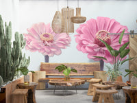 Zinnia Dream wallpaper for a contemporary hallway feature wall.