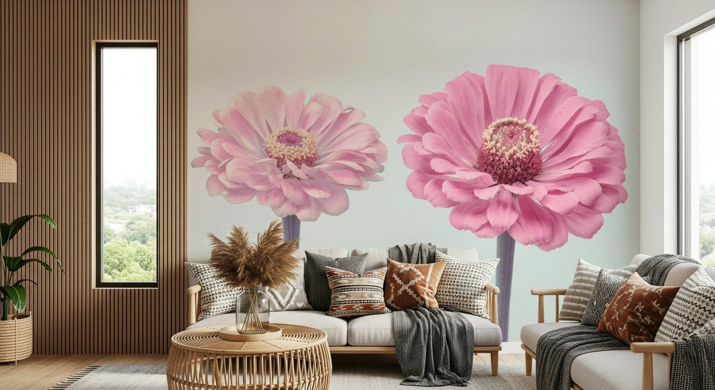 Zinnia Dream wall mural in a luxury apartment lounge.