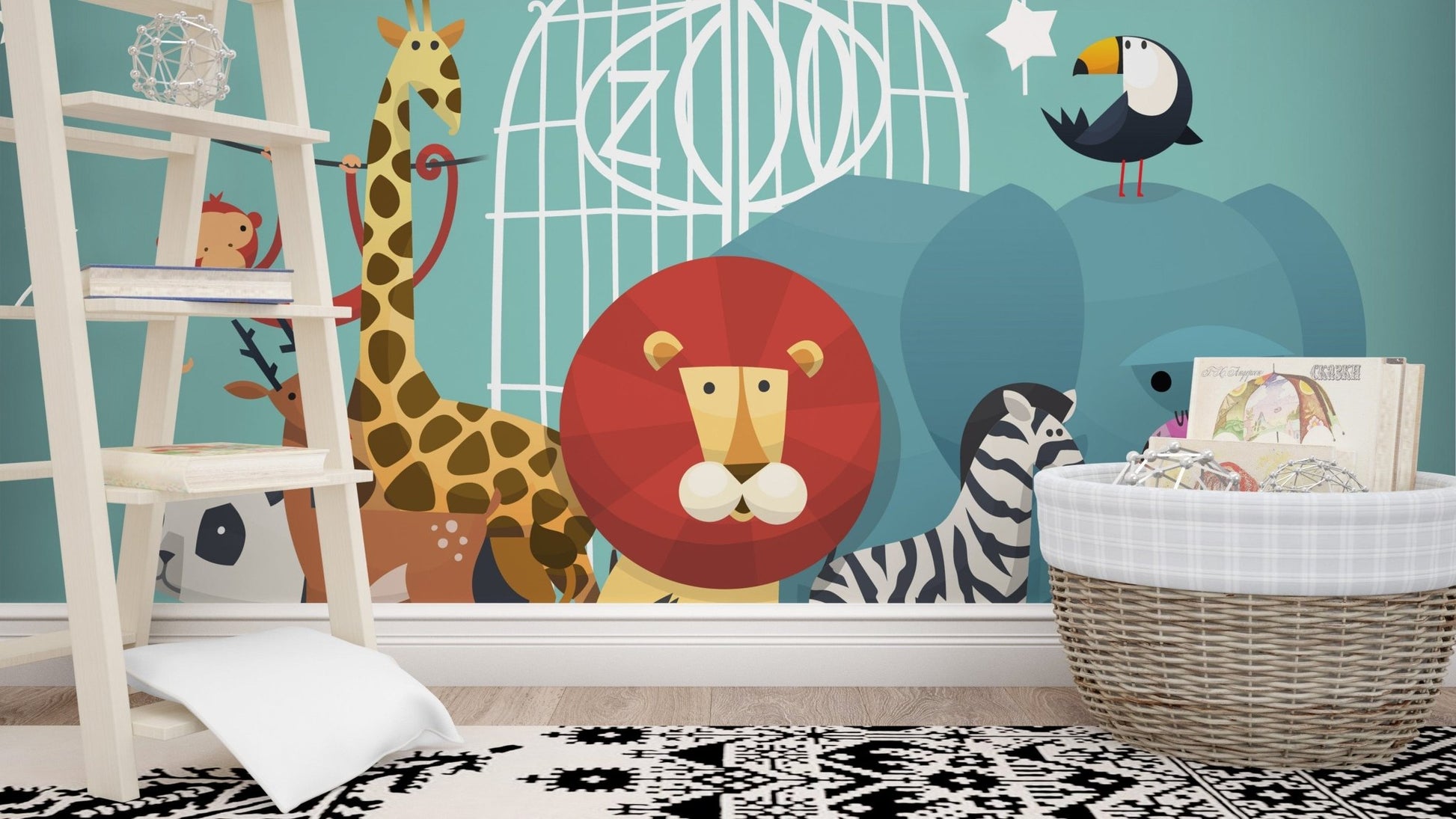 Zoo Animals Wallpaper Mural - Giffywalls A276