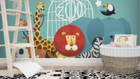 Zoo Animals Wallpaper Mural - Giffywalls A276