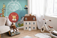 Fun zoo animals wallpaper mural for rooms A276