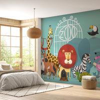 Zoo animals wallpaper mural for walls A276
