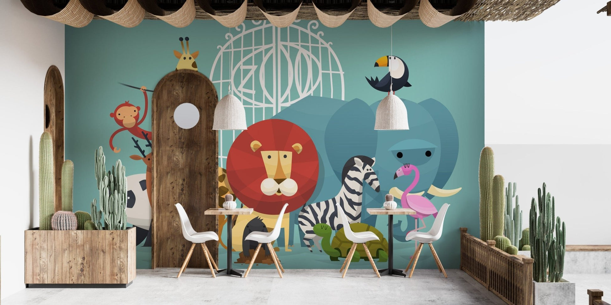 Zoo Animals Wallpaper Mural - Giffywalls A276