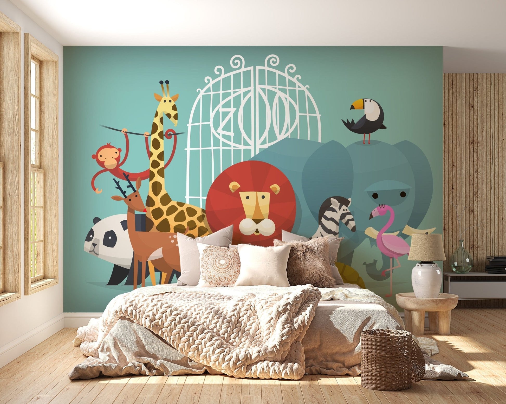 Zoo Animals Wallpaper Mural - Giffywalls A276